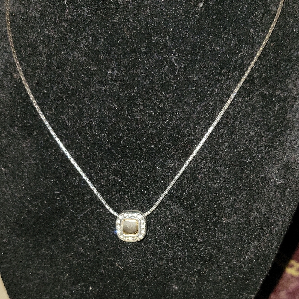 Brighton Silver Plated Necklace with Elegant Square Reversable Pendant $20 - Picture 11 of 12